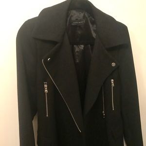 Zara Black Coat w/ Silver Zippers